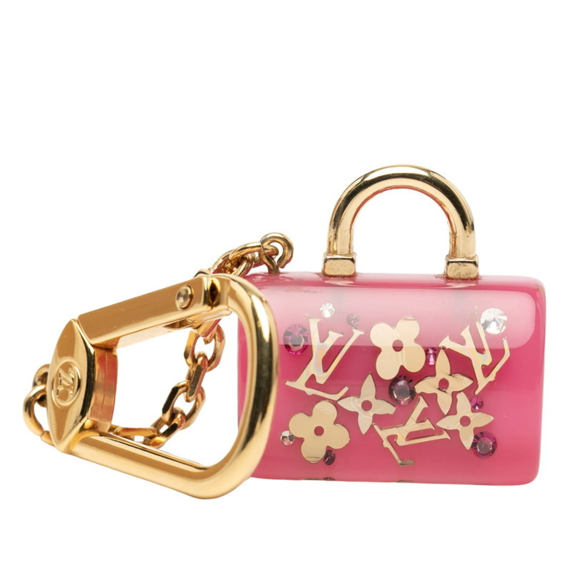 Louis Vuitton Speedy Inclusion Handbag Motif Keychain Charm M65024 Gold Pink ...